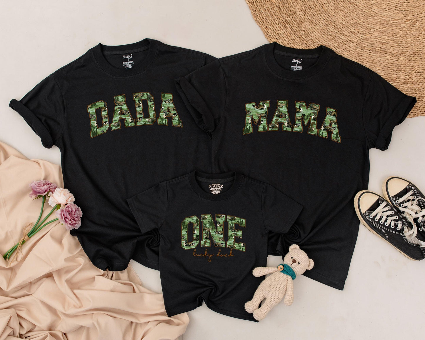 One Lucky Duck Personalized 1st Birthday Shirt for Baby Girl Wild Zoo Animal Safari Theme Matching Family Gift Idea