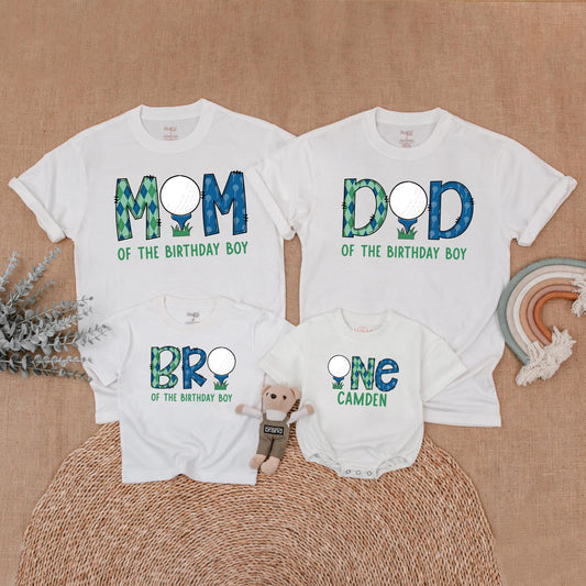 Golf Hole in One First Birthday Family Matching Shirt for Boys Mom and Me Outfits