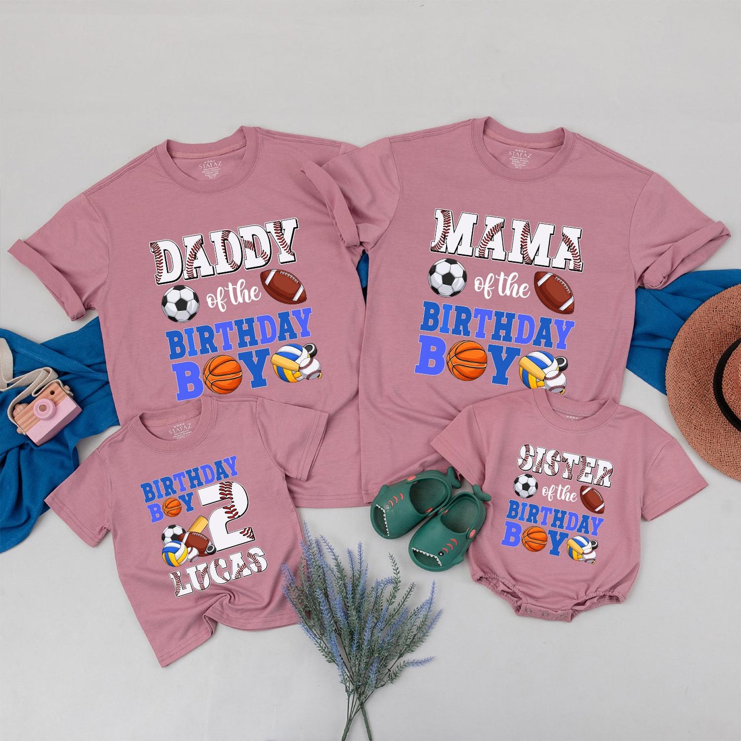 Sports Balls Birthday Family Matching Shirts Custom Team Party Outfits Mommy Dad Kid Guest Apparel
