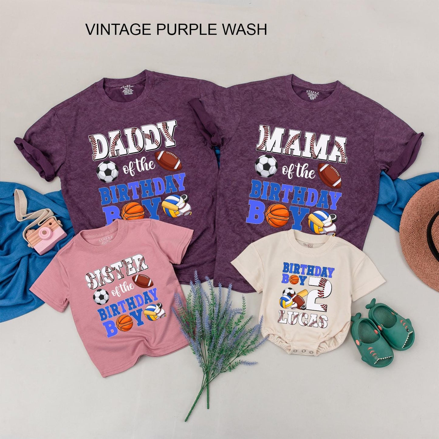 Sports Balls Birthday Family Matching Shirts Custom Team Party Outfits Mommy Dad Kid Guest Apparel