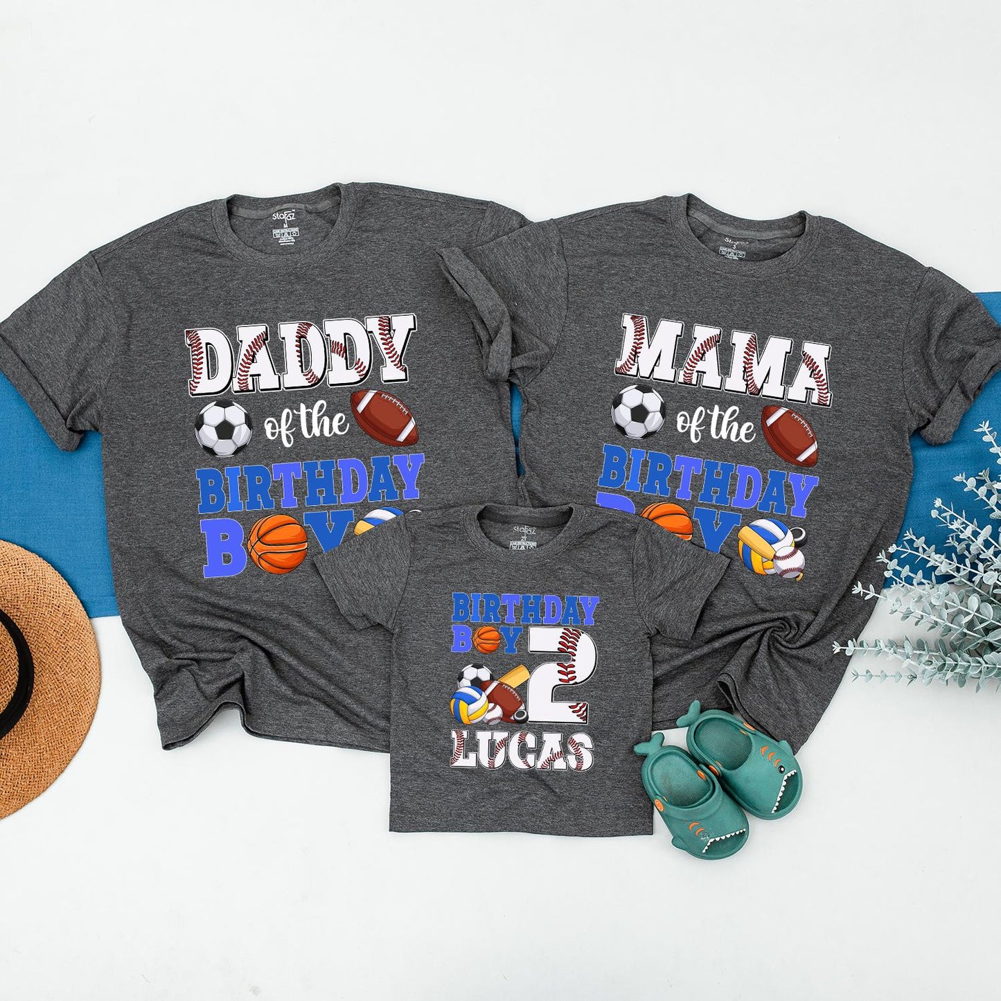 Sports Balls Birthday Family Matching Shirts Custom Team Party Outfits Mommy Dad Kid Guest Apparel