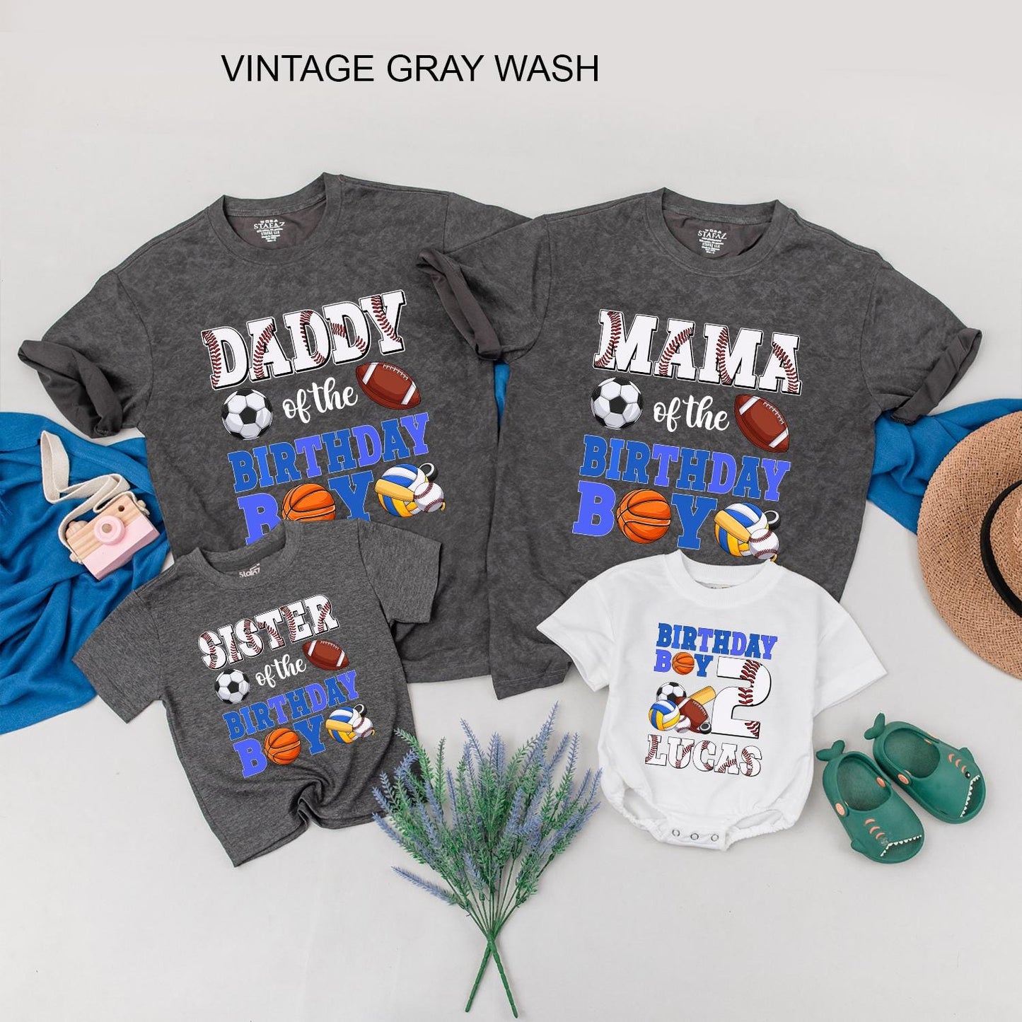 Sports Balls Birthday Family Matching Shirts Custom Team Party Outfits Mommy Dad Kid Guest Apparel