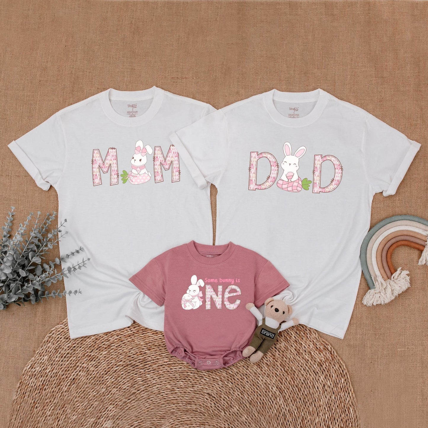 Some Bunny is One Matching Family Birthday Shirts, 1st Birthday Girl Outfits, Bunny Party, Mom & Baby, Custom