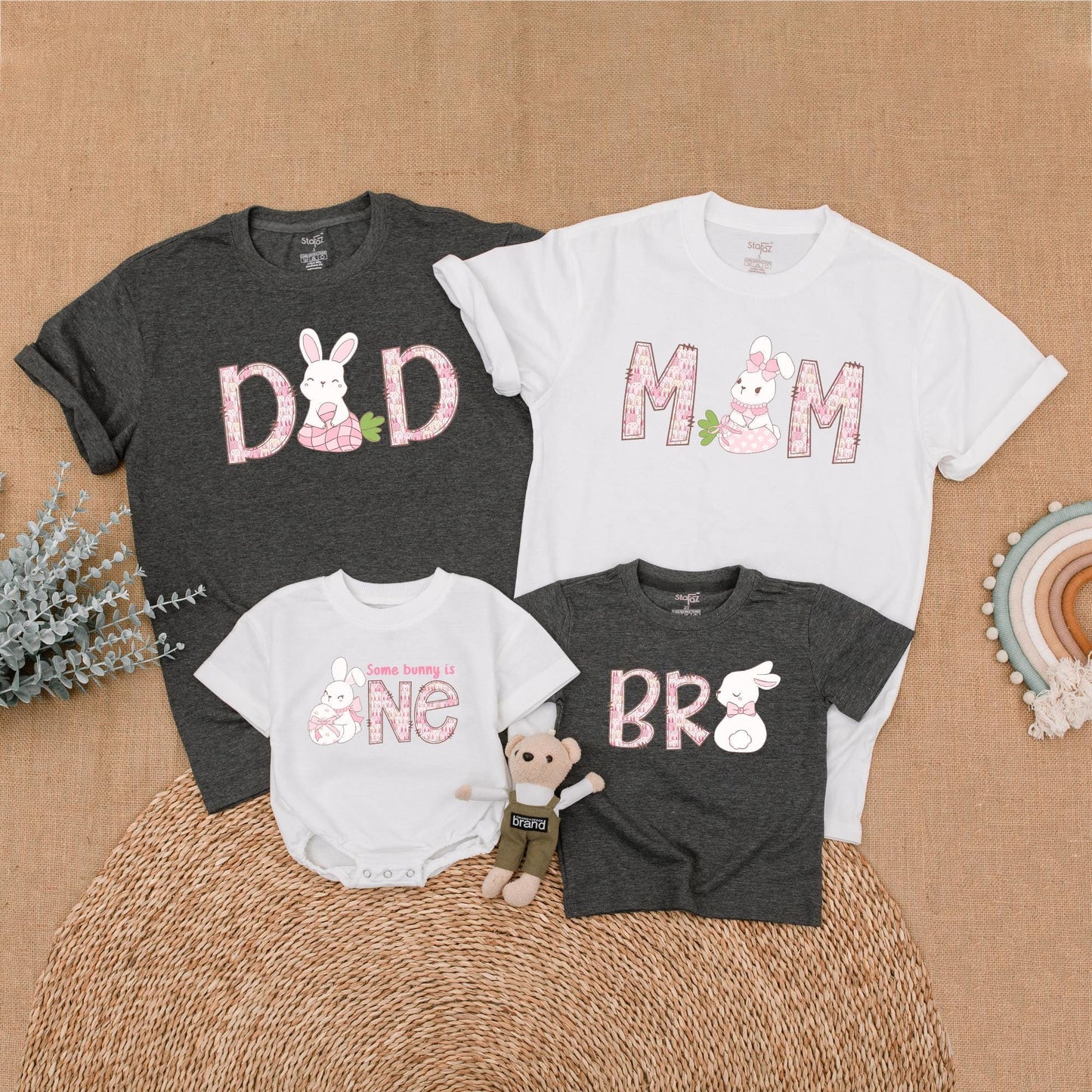 Some Bunny is One Matching Family Birthday Shirts, 1st Birthday Girl Outfits, Bunny Party, Mom & Baby, Custom