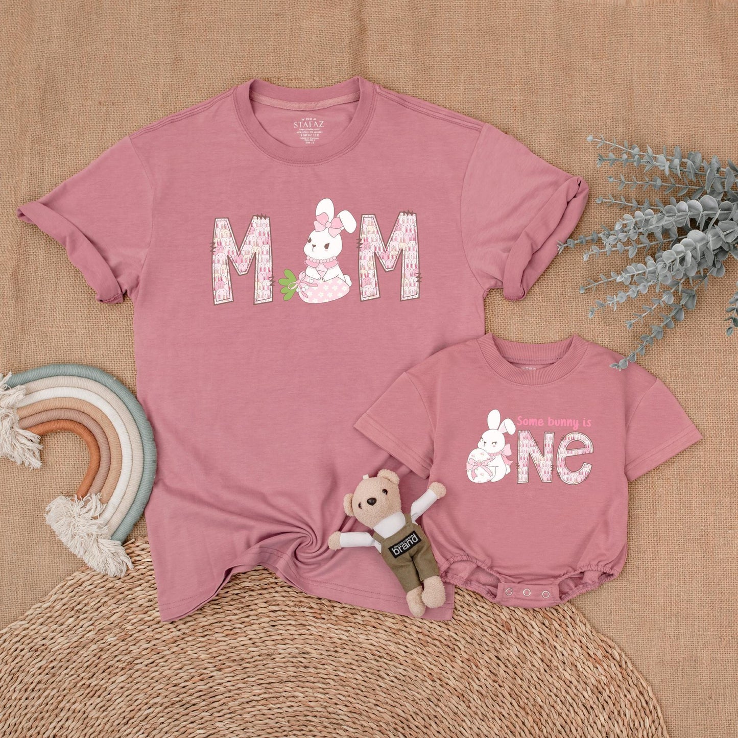 Some Bunny is One Matching Family Birthday Shirts, 1st Birthday Girl Outfits, Bunny Party, Mom & Baby, Custom