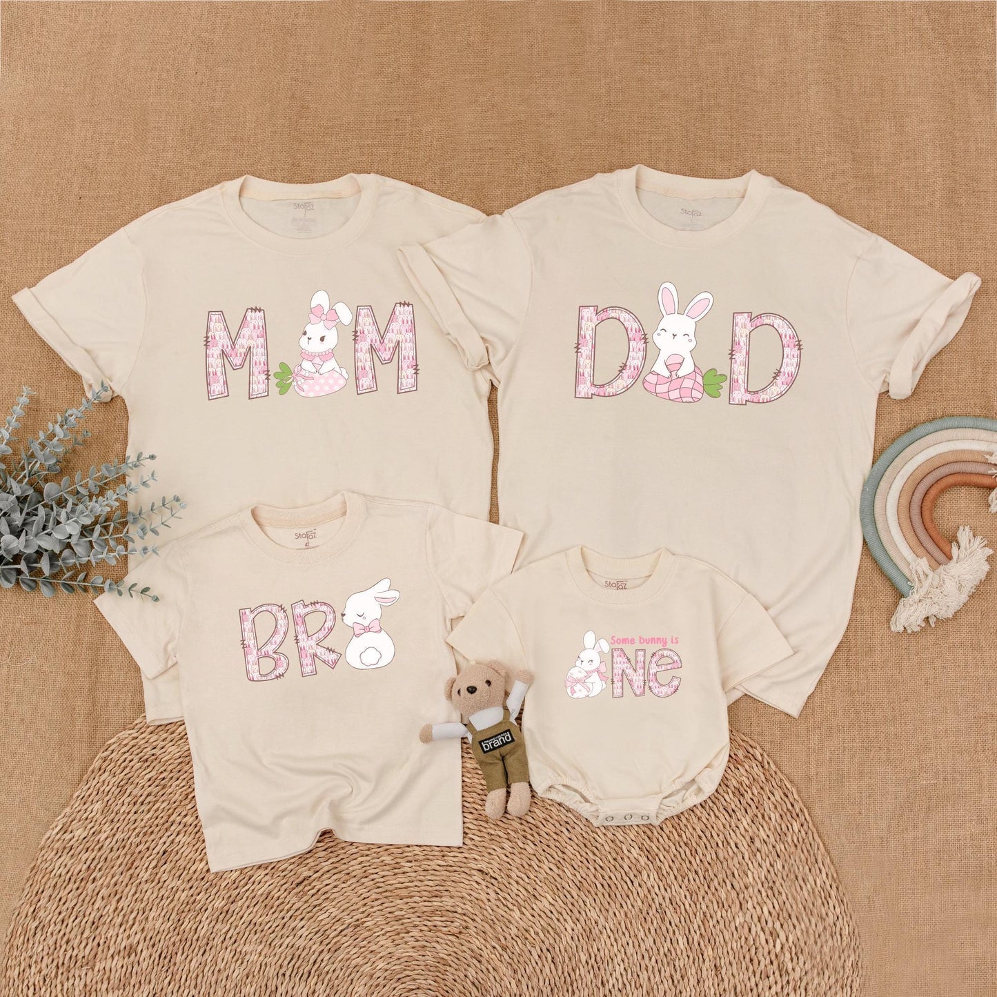 Some Bunny is One Matching Family Birthday Shirts, 1st Birthday Girl Outfits, Bunny Party, Mom & Baby, Custom