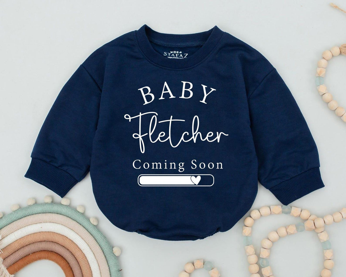 Personalized Baby Coming Soon Bodysuit, Custom Name Pregnancy Announcement Romper, Due Date Reveal Grow, Heart Progress Bar, Minimalist Design, Black Print 2025