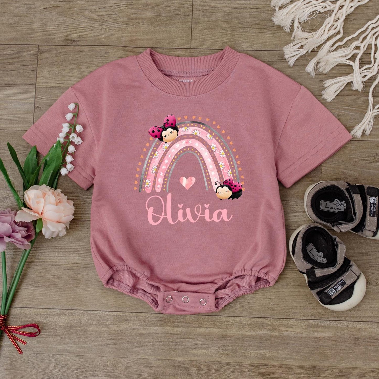 Cute Ladybug Birthday Girl Romper Personalized Baby First Birthday Bodysuit Custom June Bug Baby Gift Summer Cotton