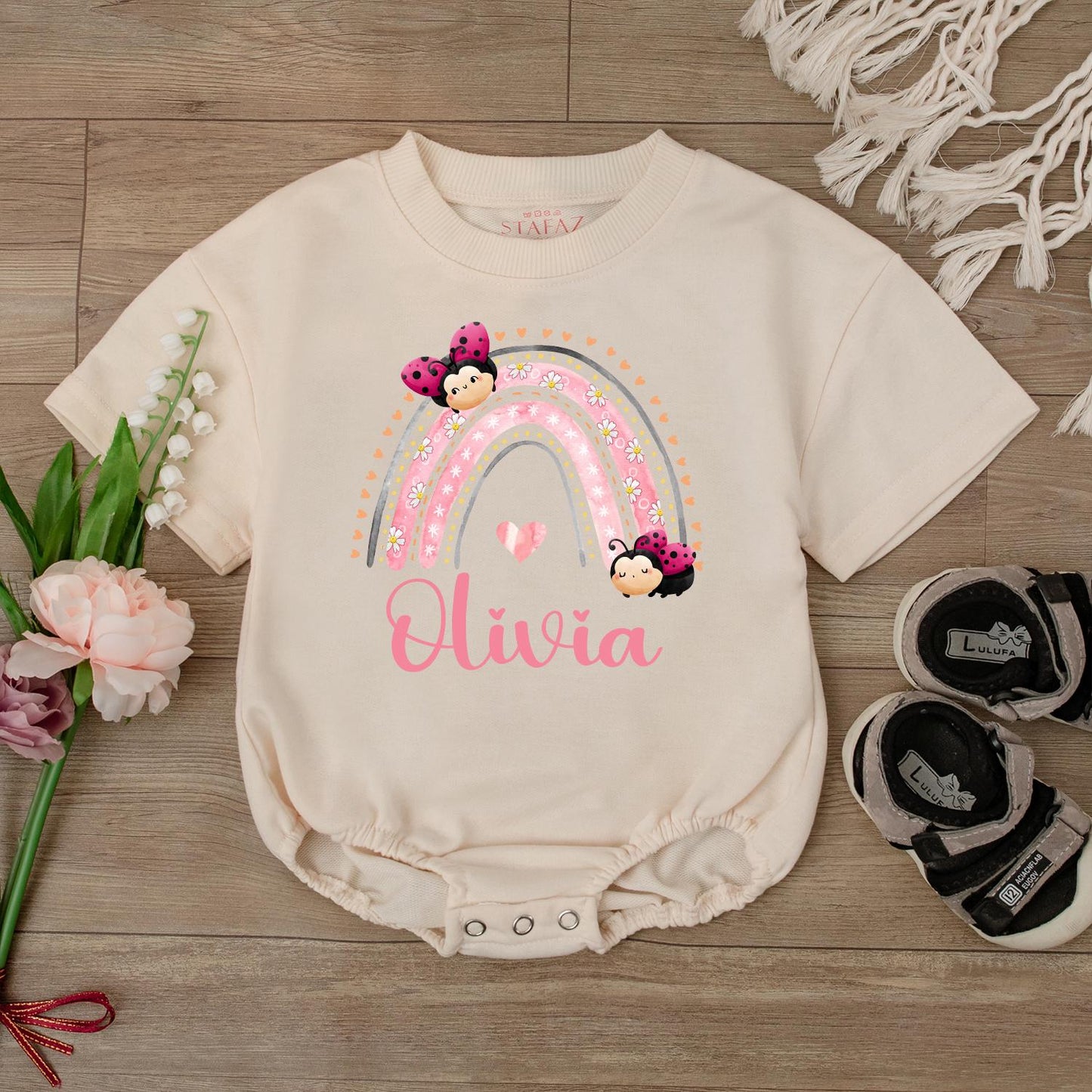 Cute Ladybug Birthday Girl Romper Personalized Baby First Birthday Bodysuit Custom June Bug Baby Gift Summer Cotton