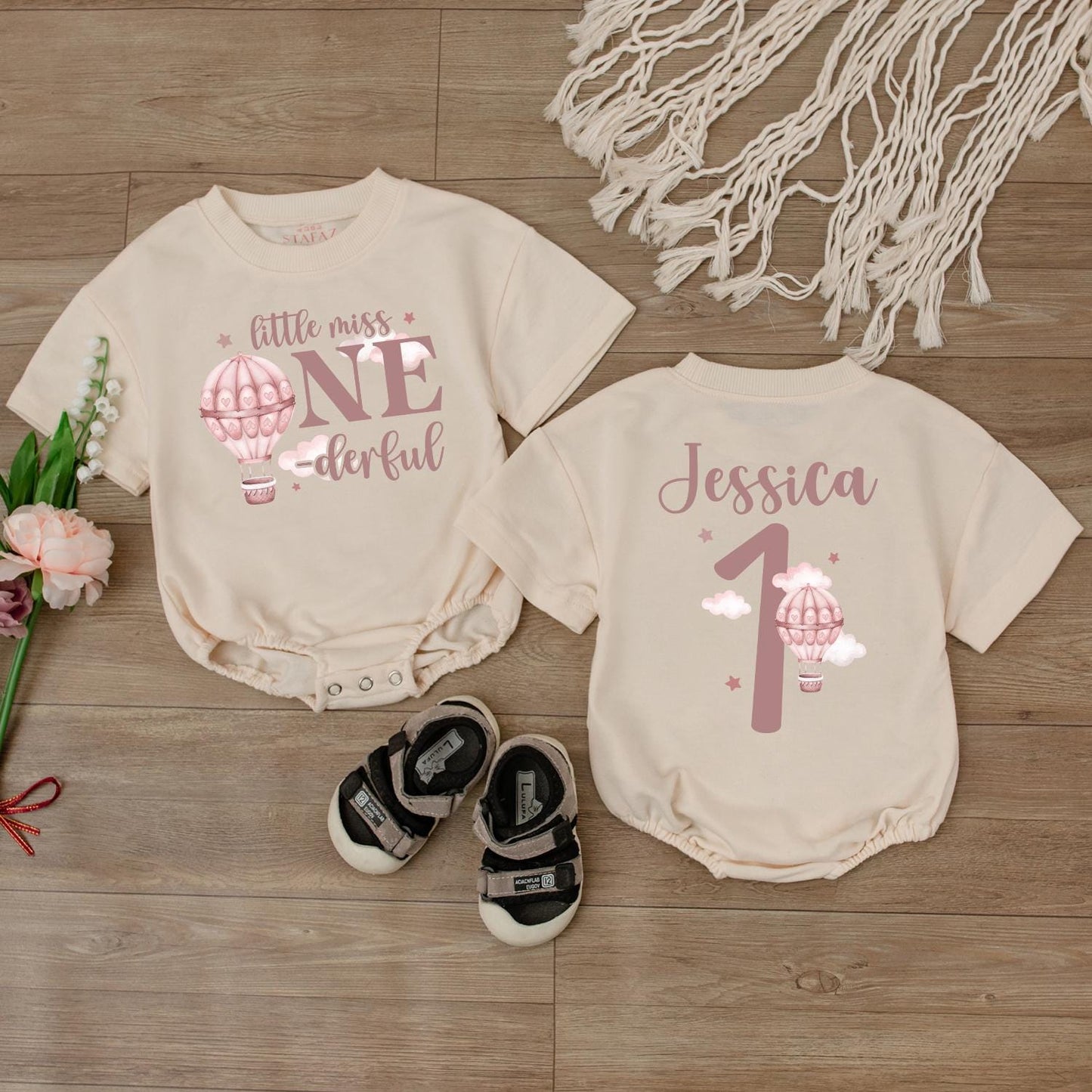 Little Miss One Hot Air Balloon Romper Adorable First Birthday Outfit for Baby Girl Custom Gift Idea for Toddlers