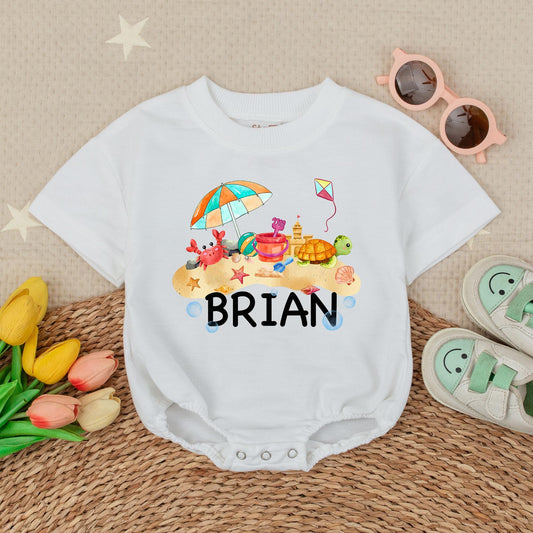 Personalized My First Beach Vacation Baby Romper Summer Bodysuit Infant Girl/Boy Outfit Shower Gift Vacation Romper 1st Vacation