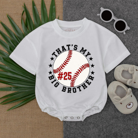 Big Brother Baseball Romper Game Day Outfit for Baby Boy, Baseball Fan Toddler Clothes, Big Bro Baseball Lover Gift