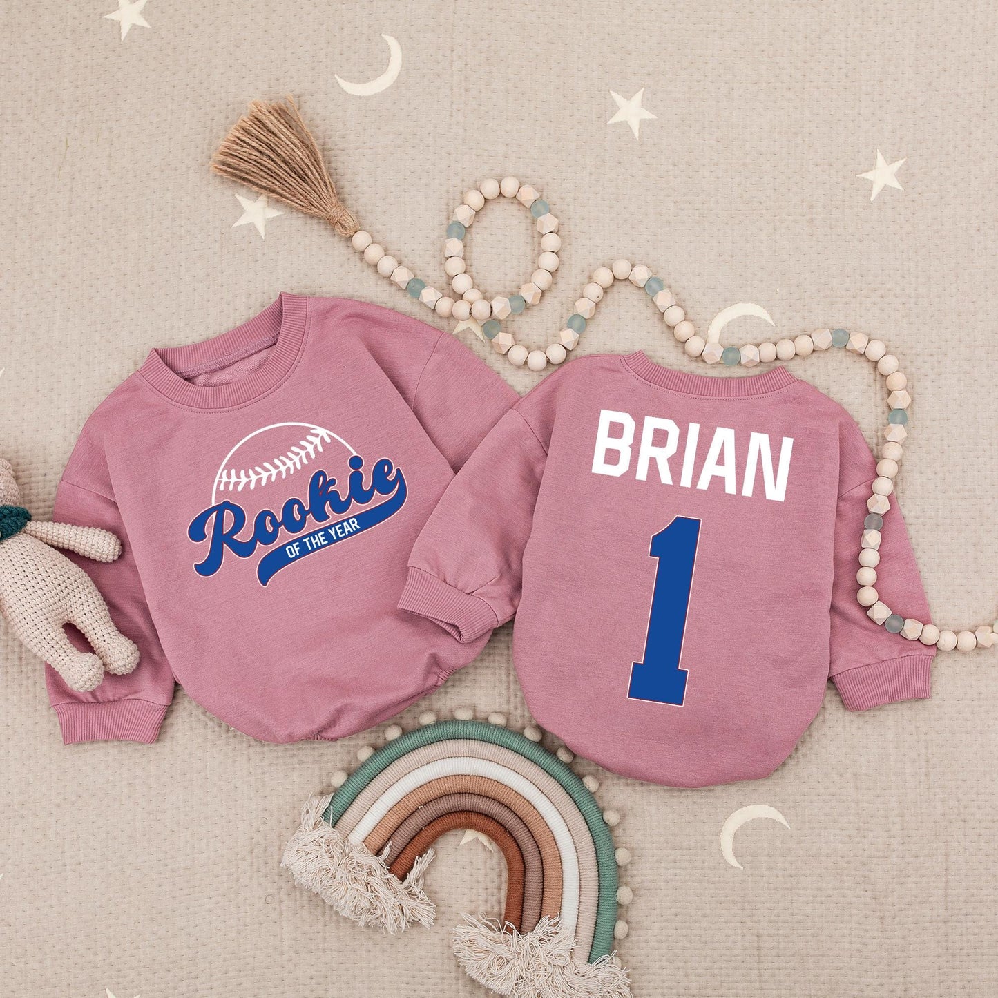 Rookie of the Year Baseball Birthday Romper, Baby Boy 1st Birthday Outfit, Red & Blue Sports Bodysuit for a Fun Celebration