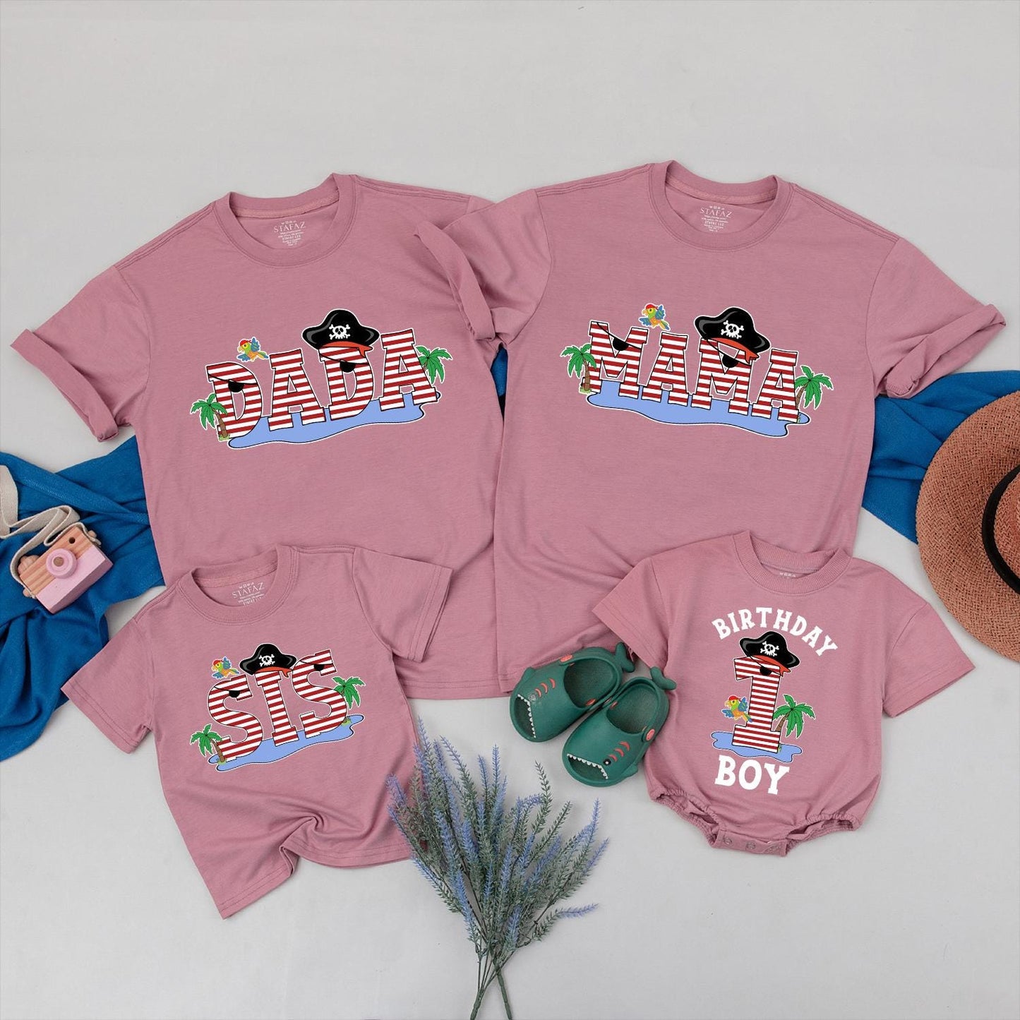 Ahoy Matey Pirate Family Birthday Shirts, Matching Pirate Theme Outfit Set for Mom, Dad, Baby Boy, Sister, Cute First Birthday, Matching Family Tees