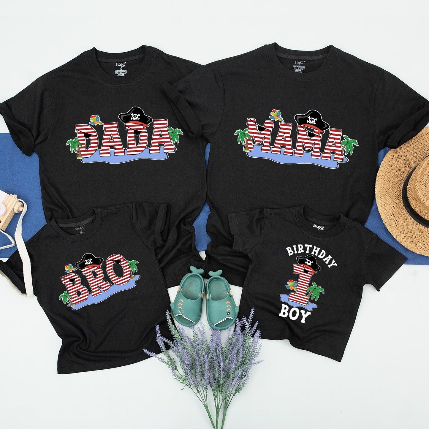 Ahoy Matey Pirate Family Birthday Shirts, Matching Pirate Theme Outfit Set for Mom, Dad, Baby Boy, Sister, Cute First Birthday, Matching Family Tees