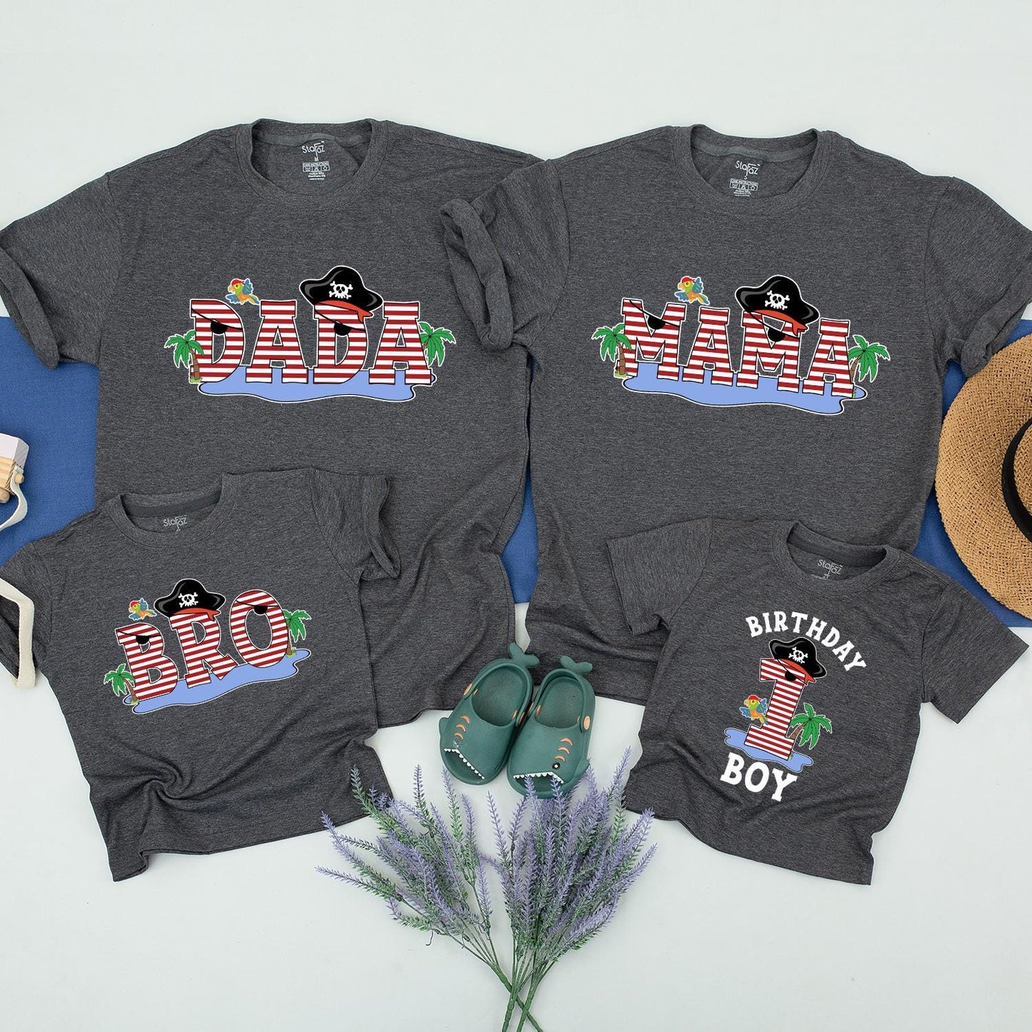 Ahoy Matey Pirate Family Birthday Shirts, Matching Pirate Theme Outfit Set for Mom, Dad, Baby Boy, Sister, Cute First Birthday, Matching Family Tees