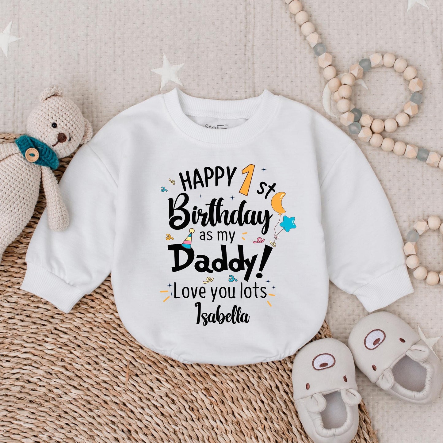 Happy 1st Birthday as Daddy Baby Romper, Custom 1st Birthday Bodysuit, Cute Baby Girl Clothes, Daddy's Girl Gift