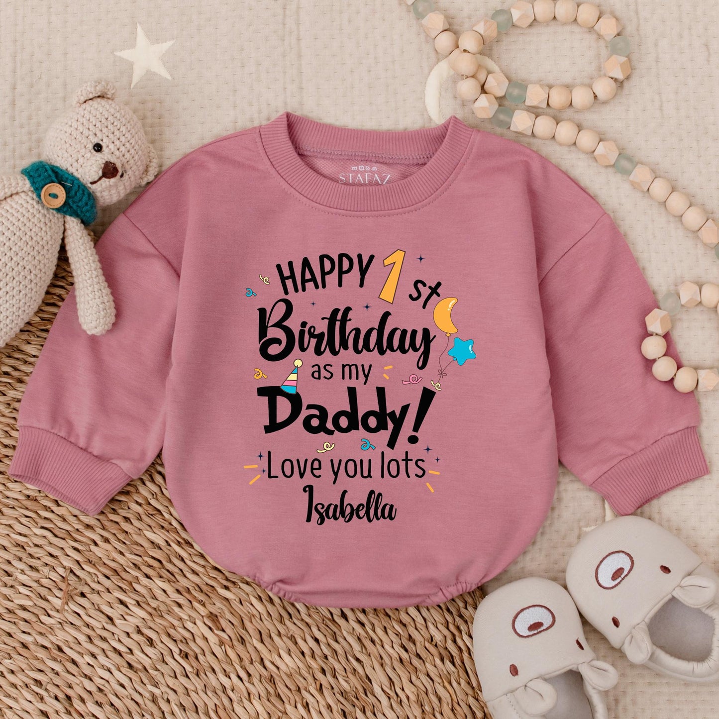 Happy 1st Birthday as Daddy Baby Romper, Custom 1st Birthday Bodysuit, Cute Baby Girl Clothes, Daddy's Girl Gift