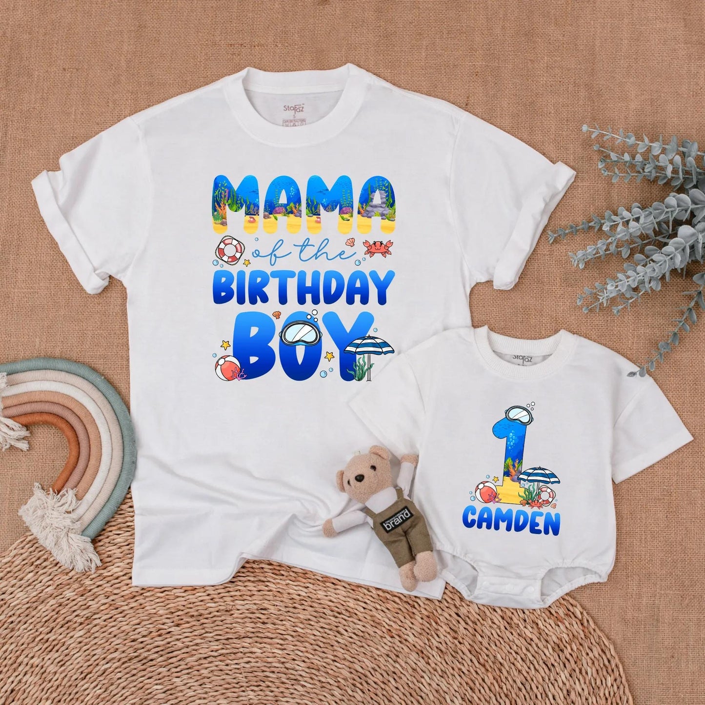 Ocean Birthday Matching Family Shirts Sea Animals Theme First Birthday Party Gift "Oneder the Sea" "Whale Birthday"