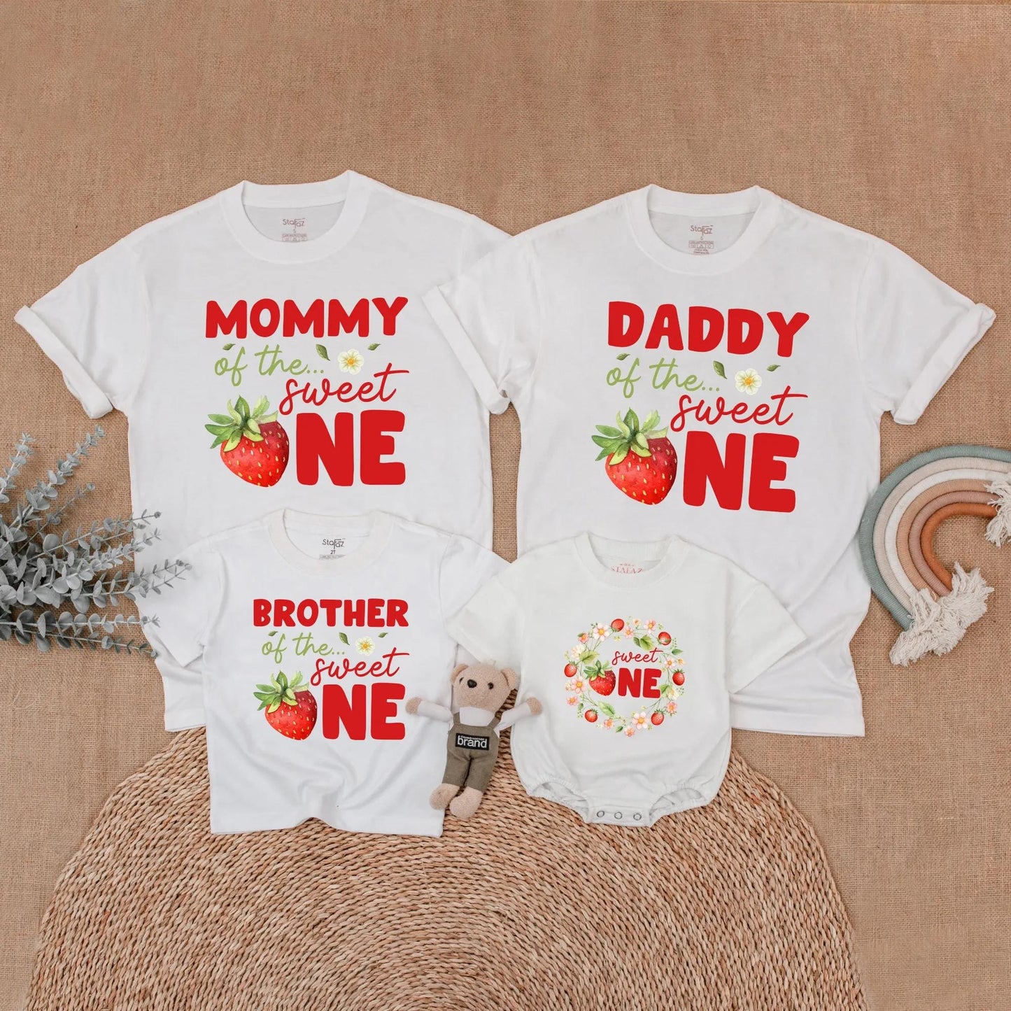 Berry Sweet First Birthday Family Matching Outfits Strawberry 1st Birthday Girl Party Theme