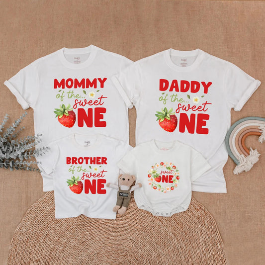 Berry Sweet First Birthday Family Matching Outfits Strawberry 1st Birthday Girl Party Theme