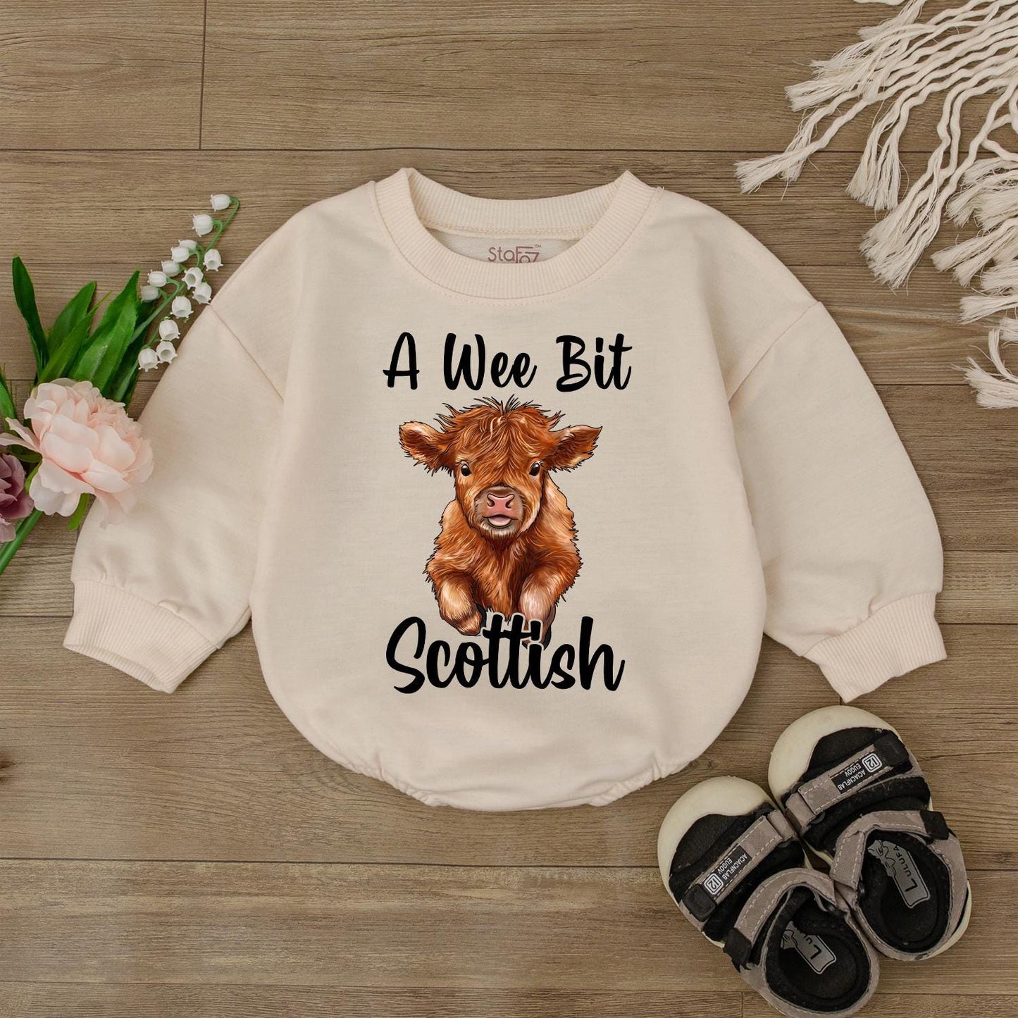 Scottish Cow First Birthday Romper for Baby Boy or Girl Cute Highland Cow 1st Birthday Outfit Toddler Celebration Clothes