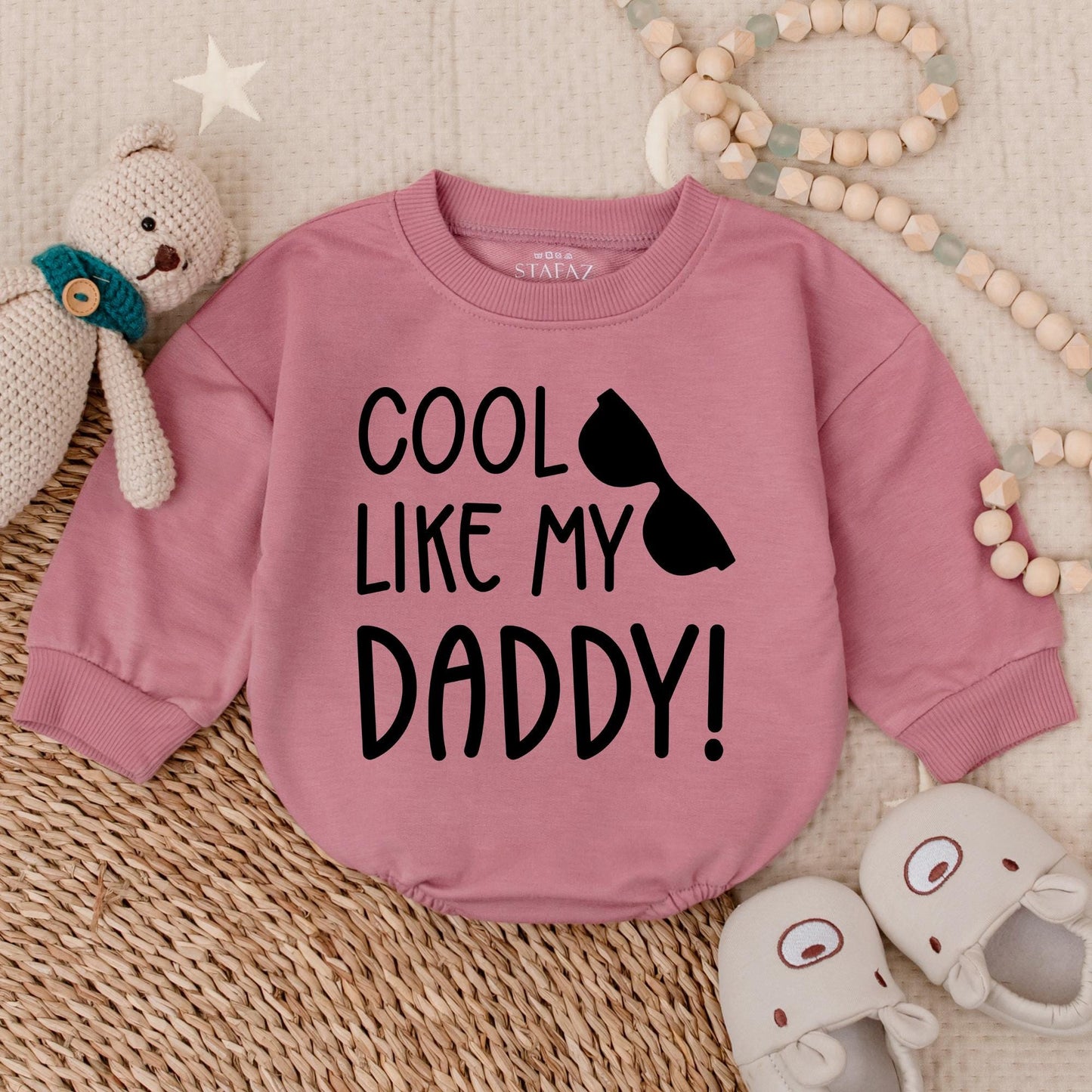 Cool Like My Daddy Baby Bubble Romper Cute Funny Newborn Outfit Dad Gift Idea "I Love My Daddy" "Cool Dad" "Baby Announcement"