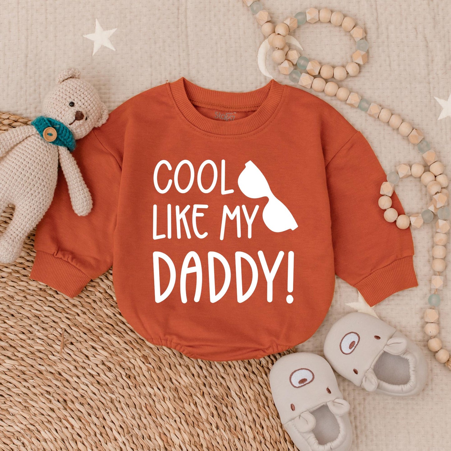 Cool Like My Daddy Baby Bubble Romper Cute Funny Newborn Outfit Dad Gift Idea "I Love My Daddy" "Cool Dad" "Baby Announcement"