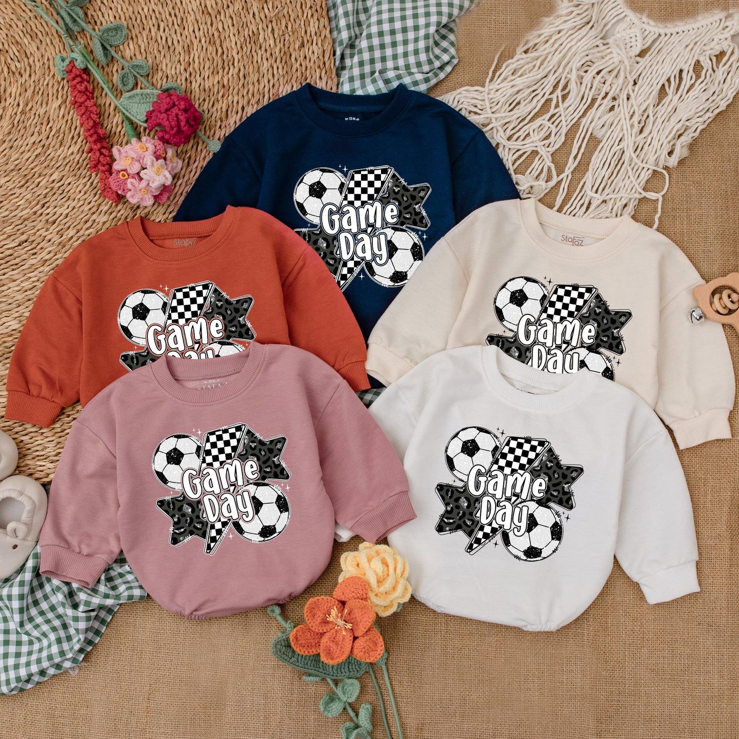 Vintage Soccer Bow Baby Romper Gameday Outfit for Girls Cute Soccer Baby Shower Gift Seasonal Soccer Style