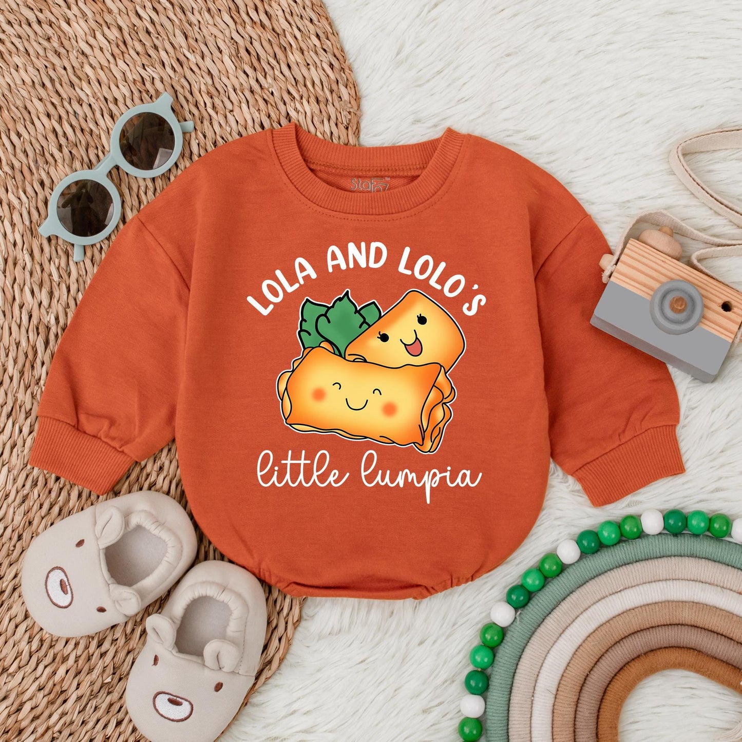 Lola and Lolo's Little Lumpia Baby Romper Cute Food Bodysuit Baby Girl Outfit Lola Grandma Gift