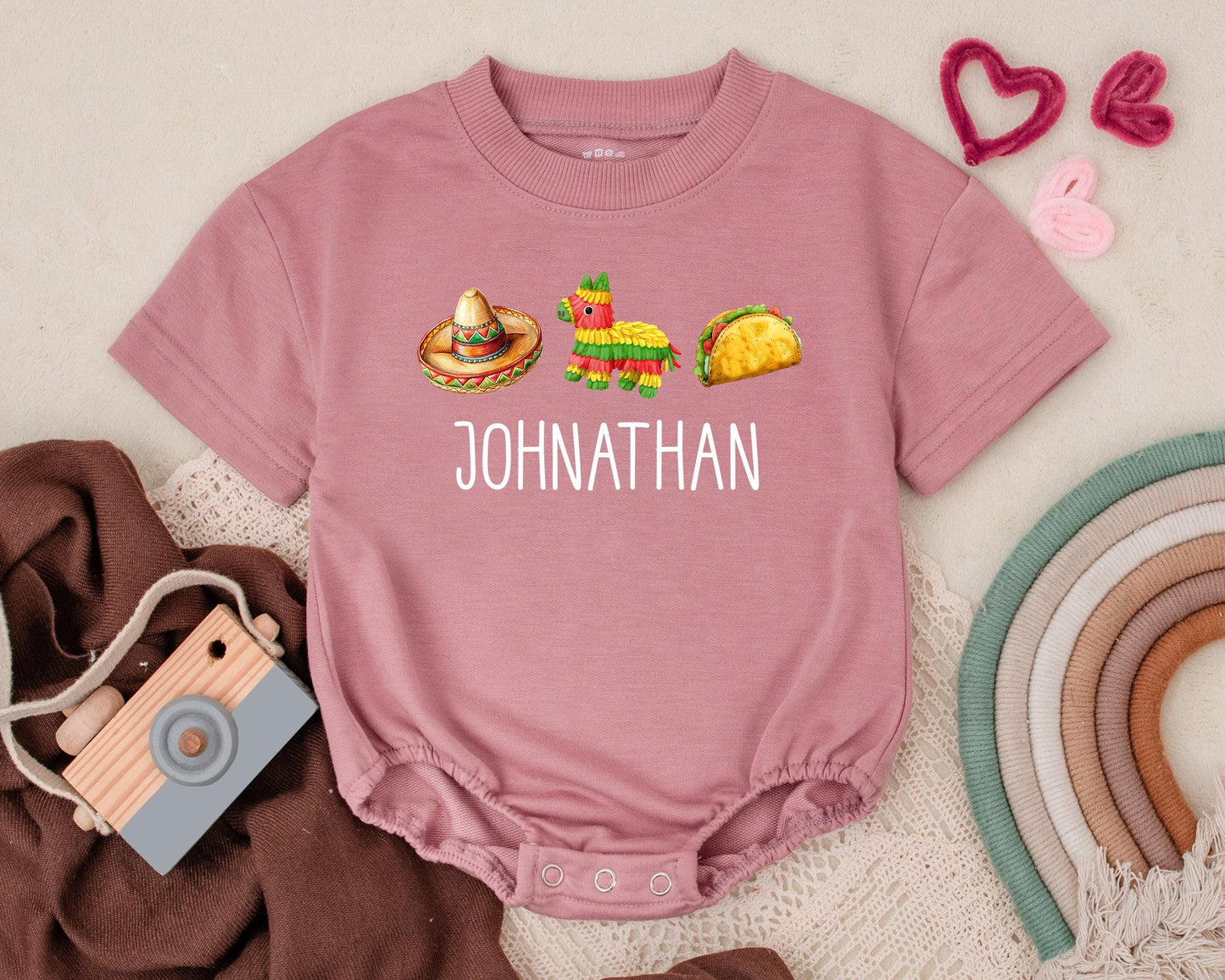 I'm Just Here For The Tacos Romper Personalized 1st Birthday Outfit Cinco De Mayo Taco Tuesday Baby Bodysuit Fiesta