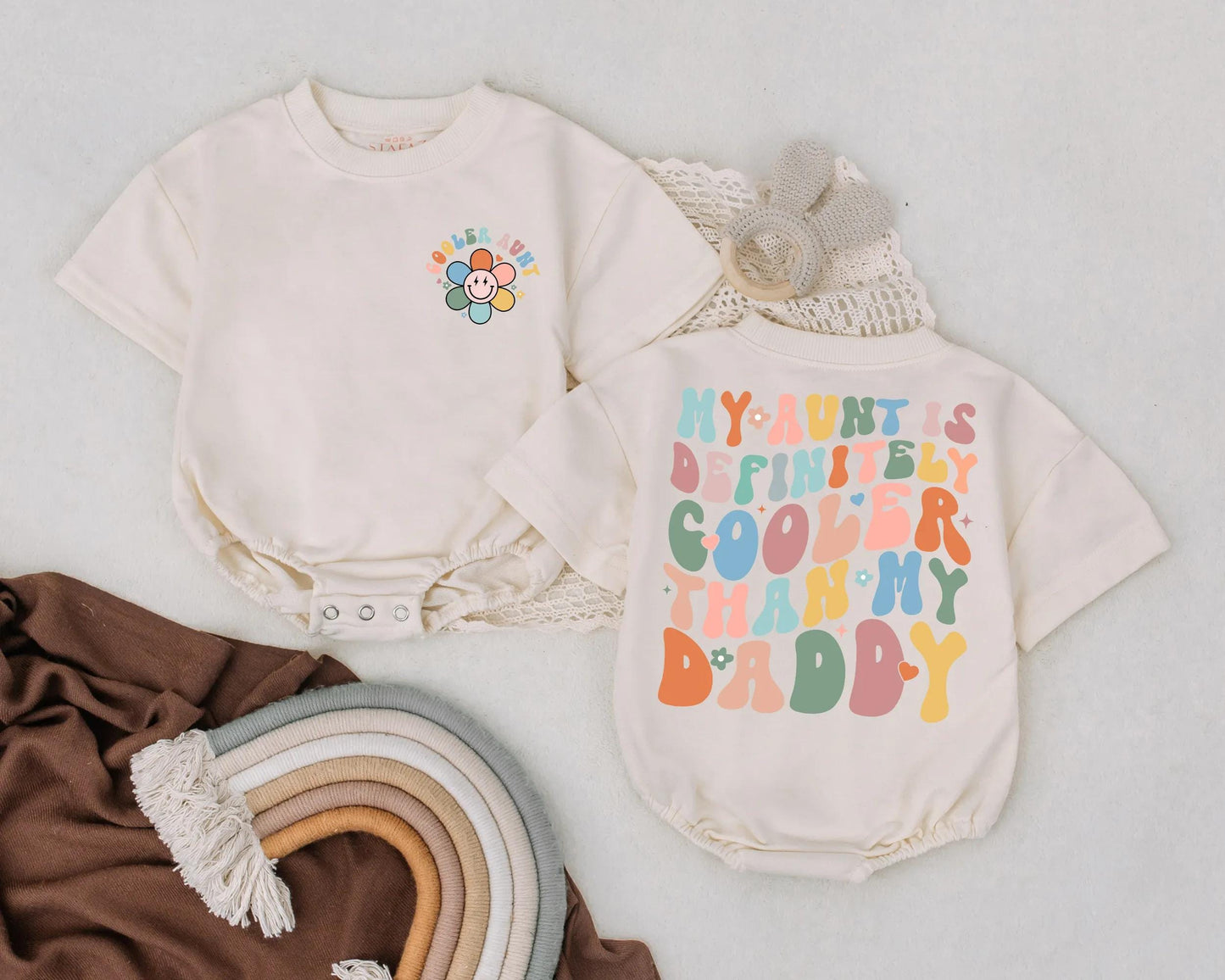 Cool Aunt Baby Bubble Romper Retro Mother's Day Infant Outfit Cute Toddler Bodysuit Newborn Baby Shower Gift