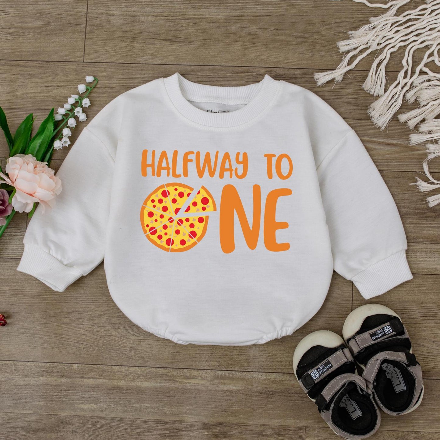Cute Pizza Half Birthday Romper for Boys Adorable 1/2 Way To One Outfit Adorable Gift for Baby Boy First Birthday Celebration Cotton Soft Comfortable
