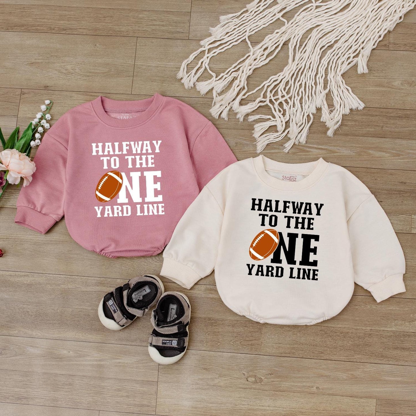 Half Way To One Football Birthday Romper Baby Boy Sport Outfit 1/2 Birthday Gift