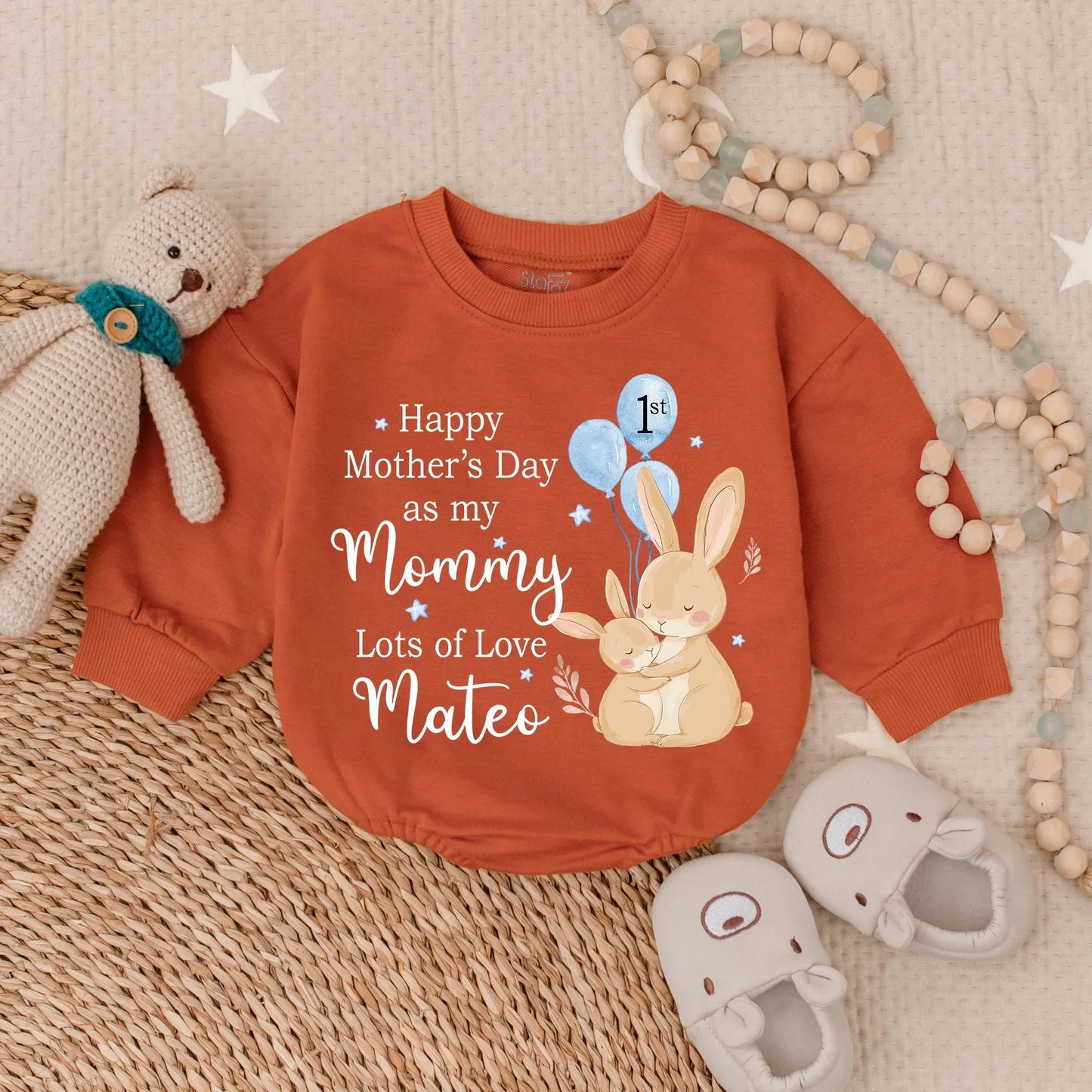Happy 1st Mother's Day Bubble Romper Baby Boy Outfit Love My Mom Gift Newborn Bodysuit Cute Baby Shower Present