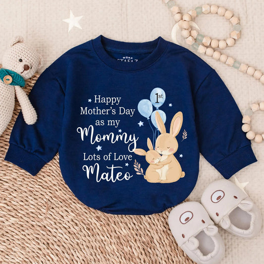 Happy 1st Mother's Day Bubble Romper Baby Boy Outfit Love My Mom Gift Newborn Bodysuit Cute Baby Shower Present