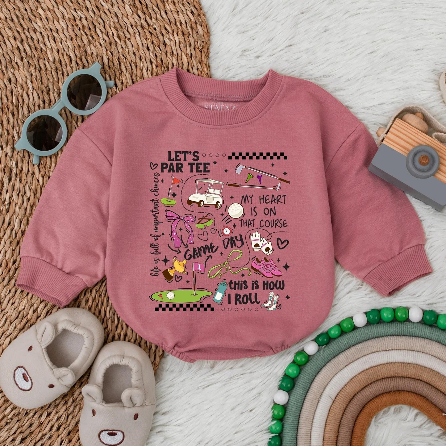 Adorable Pink Golf Baby Romper for Girls Daddy's Golf Buddy Bodysuit Cute Golf Lover Gift Toddler T-shirt