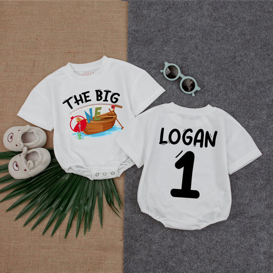Personalized The Big One Boy Romper First Birthday Ocean Theme Fishing Outfit Comfortable Cotton Baby Boy Gift