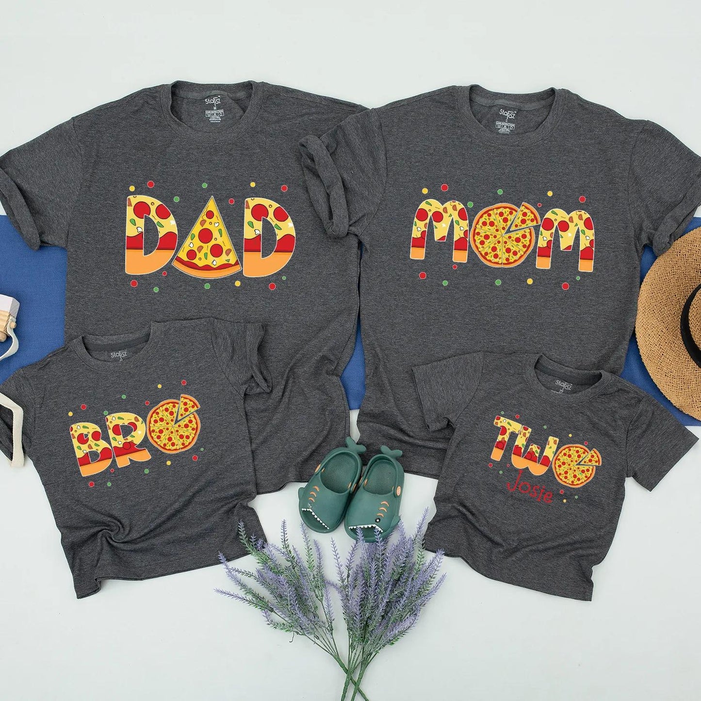 Pizza Party Family Matching Birthday Shirts for Mom Dad Kids Baby First Second Birthday Custom Outfits Celebration