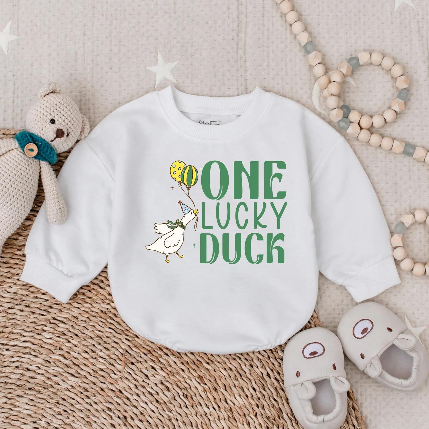 One Lucky Duck First Birthday Romper Outfit for Baby Boy Cute Ducky Theme Party Celebration Clothes Comfortable Soft Cotton Gift