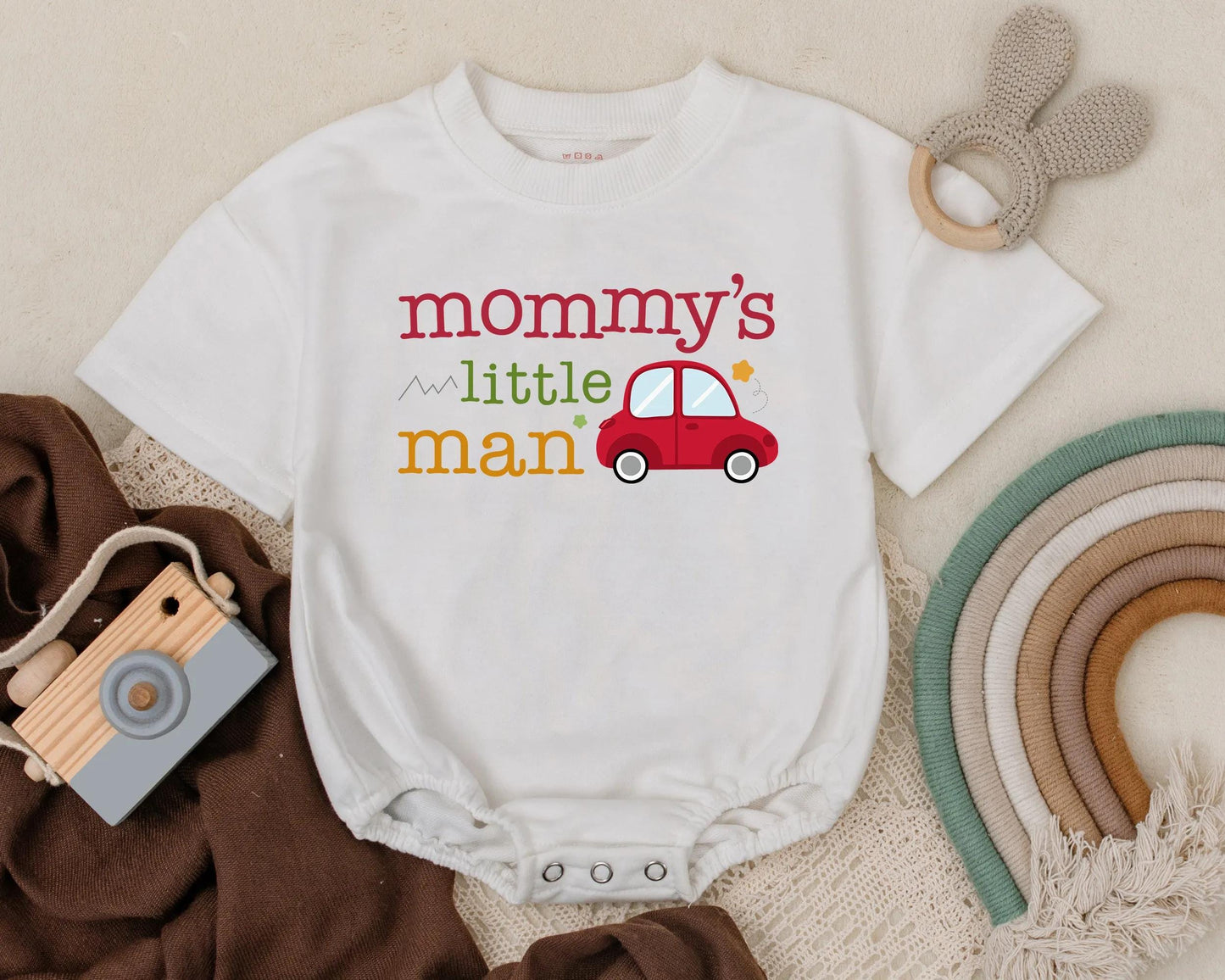 Mommy's Little Man Baby Romper for First Mother's Day, Newborn Boy Clothes Outfit, Funny Bodysuit Gift
