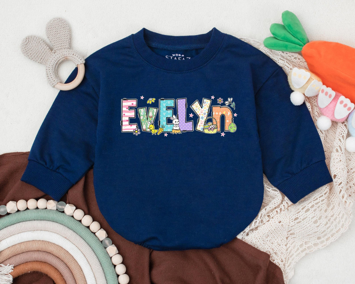 My First Easter Personalized Baby Romper Custom Name Easter Day Outfit Cute Bunny Spring Baby Shower Gift for Boys Girls