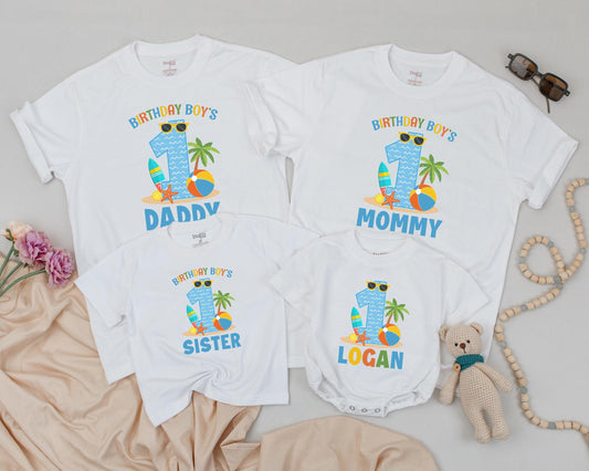 Matching Family Summer 1st Birthday Shirts: Beach Vibes for Baby Boy & Girl's First Birthday Party! Tropical Family Vacation Outfits
