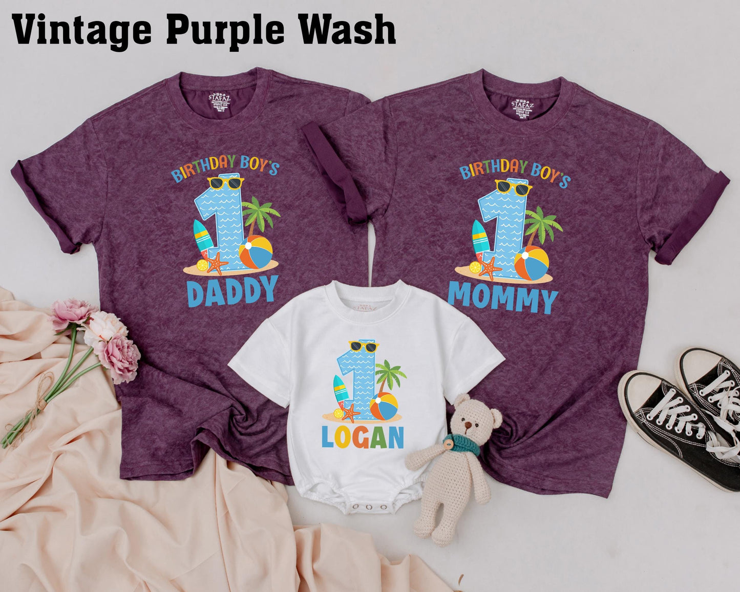 Matching Family Summer 1st Birthday Shirts: Beach Vibes for Baby Boy & Girl's First Birthday Party! Tropical Family Vacation Outfits
