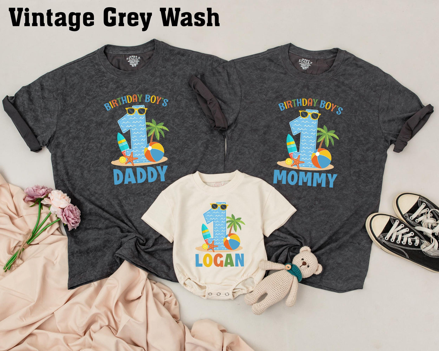 Matching Family Summer 1st Birthday Shirts: Beach Vibes for Baby Boy & Girl's First Birthday Party! Tropical Family Vacation Outfits