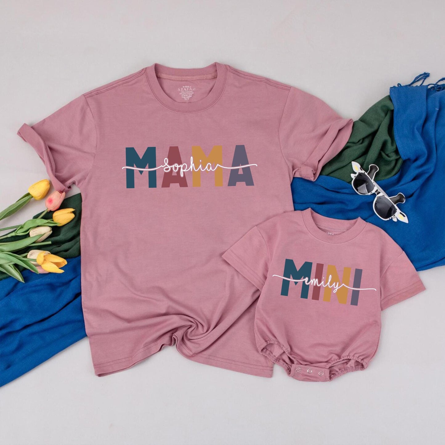 Personalized Mama and Mini First Mother's Day Outfits Baby Girl Romper Custom Mother Daughter Matching Gifts