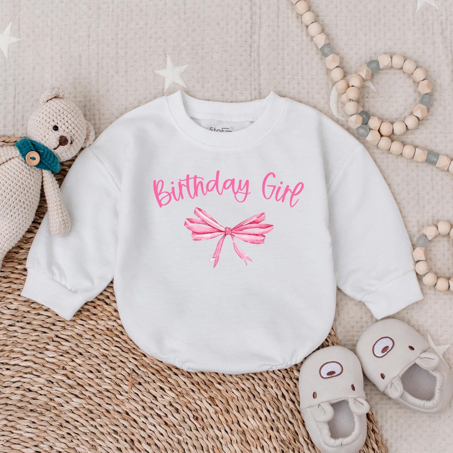 Birthday Girl Watercolor Pink Bubble Romper for First Birthday Gifts for Girls Cute Baby Toddler Party Outfit Soft Cotton Celebration Wear