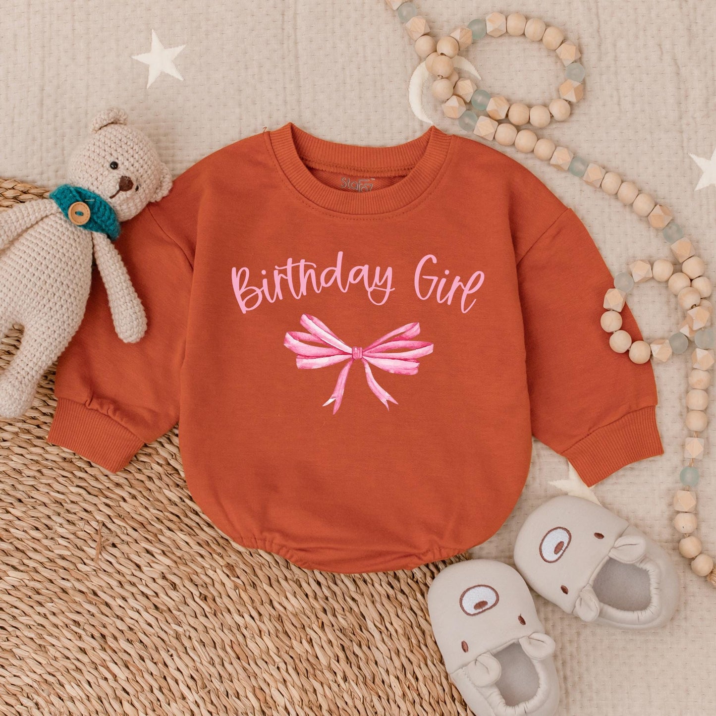 Birthday Girl Watercolor Pink Bubble Romper for First Birthday Gifts for Girls Cute Baby Toddler Party Outfit Soft Cotton Celebration Wear