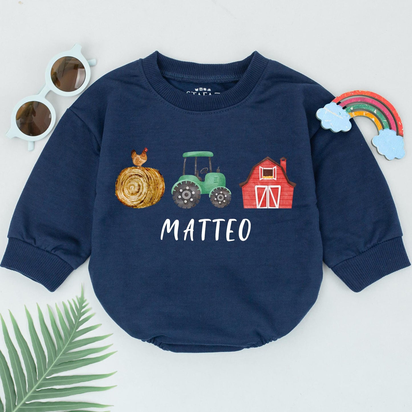 Personalized Name Farm Baby Romper for First Birthday Retro Western Cowgirl Cowboy Soft Cotton Infant Outfit Gift
