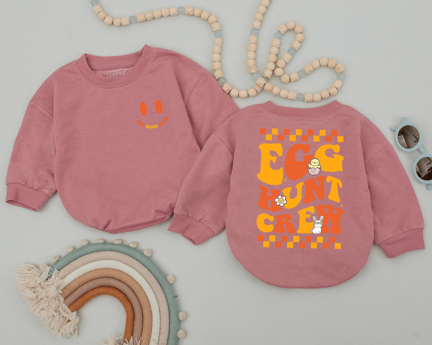 Egg Hunt Crew Baby Bubble Romper - My First Easter Outfit & Baby Shower Gift - Bunny Romper for Infants & Toddlers